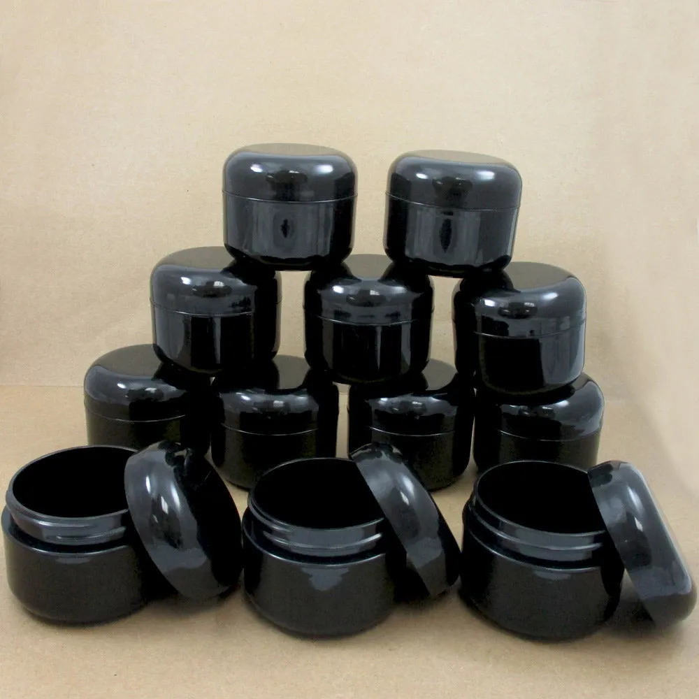 12 Pk Plastic Cosmetic Jars 1.7oz Sample Double Wall Container Pot Cream Lotion