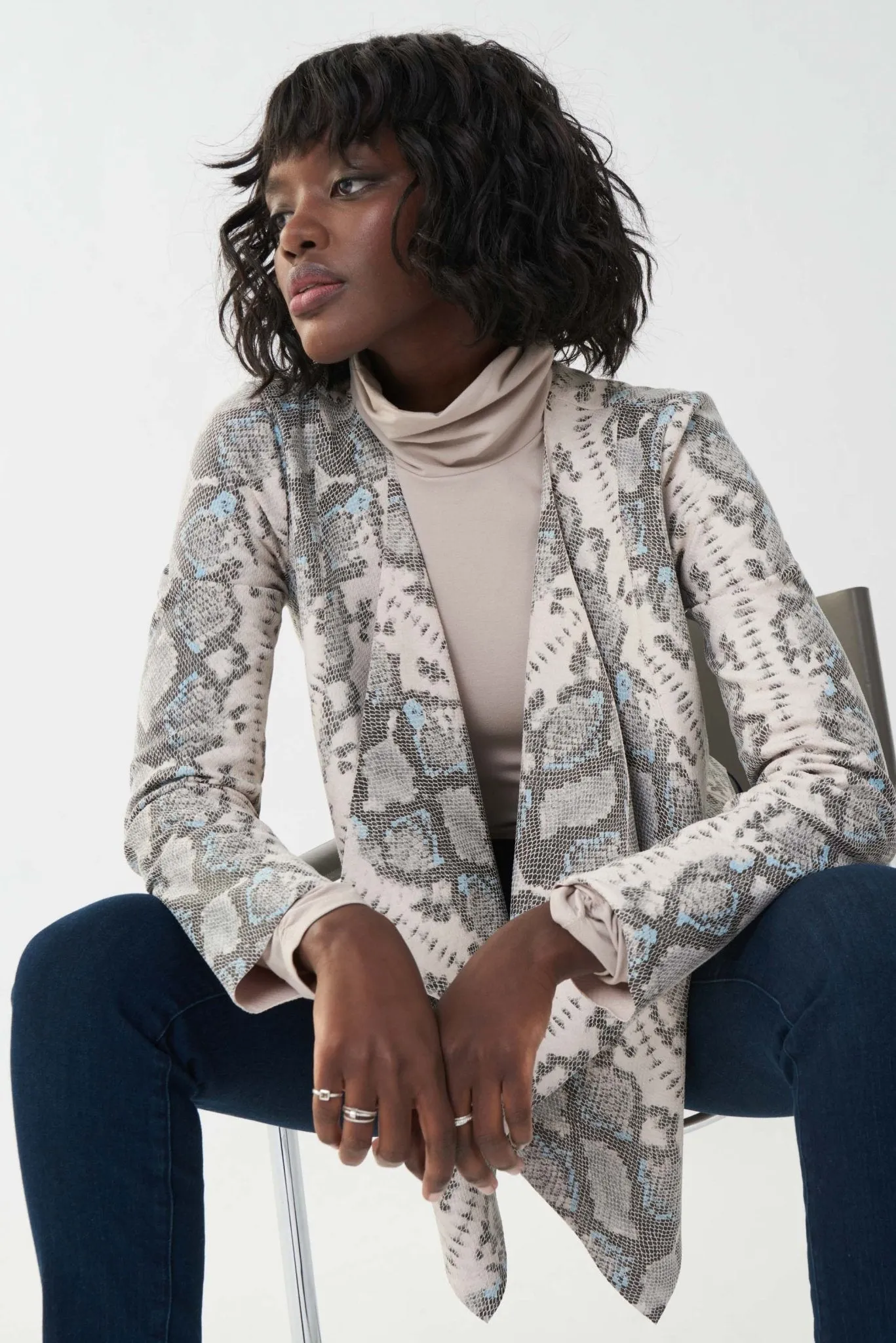 Faux Suede Snakeskin Print Cover-up