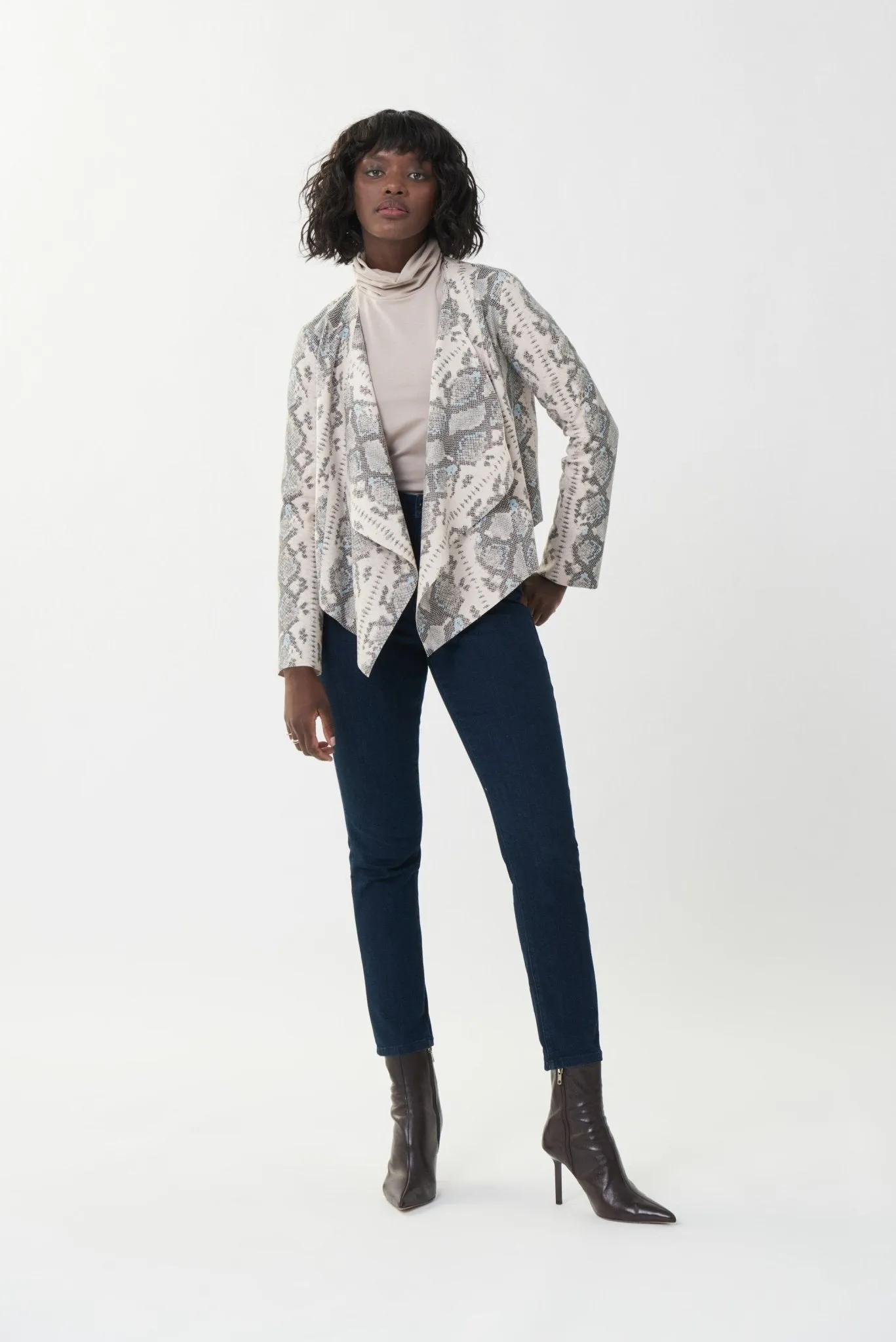 Faux Suede Snakeskin Print Cover-up