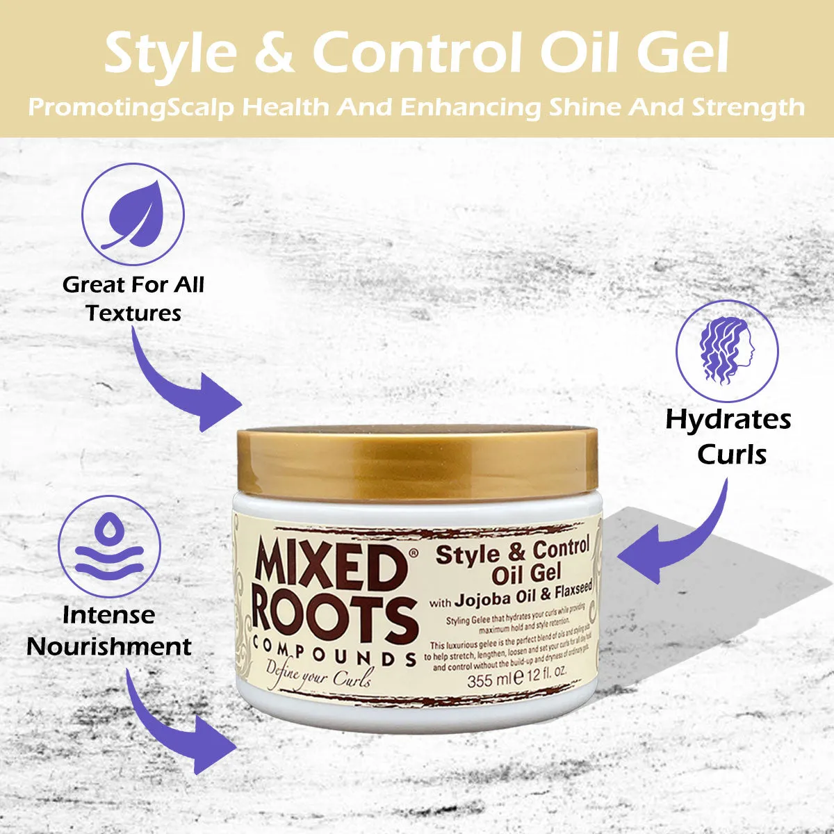 Mixed Roots Compounds Style & Control Oil Gel 355ml With Jojoba And Flaxseed