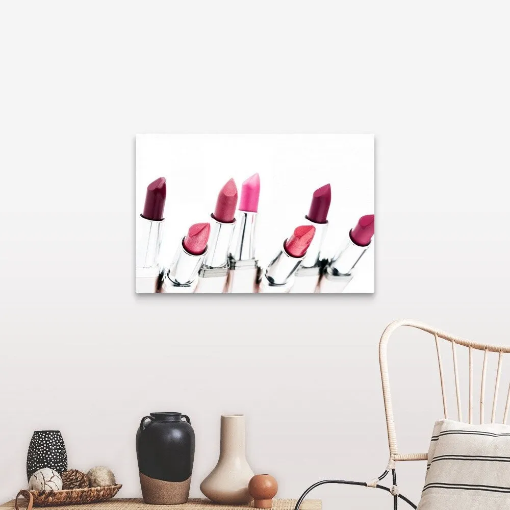 "Assortment of coloured lipsticks, close-up" Canvas Wall Art