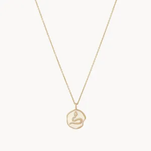 revival snake enamel necklace - 14k yellow gold, diamond